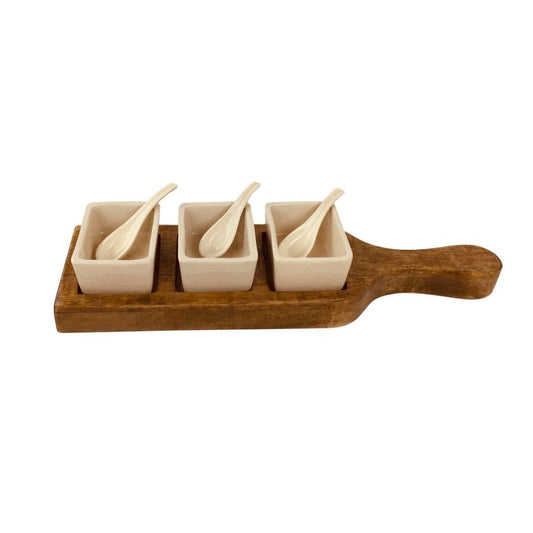 Three Dipping Bowls and Tray Set