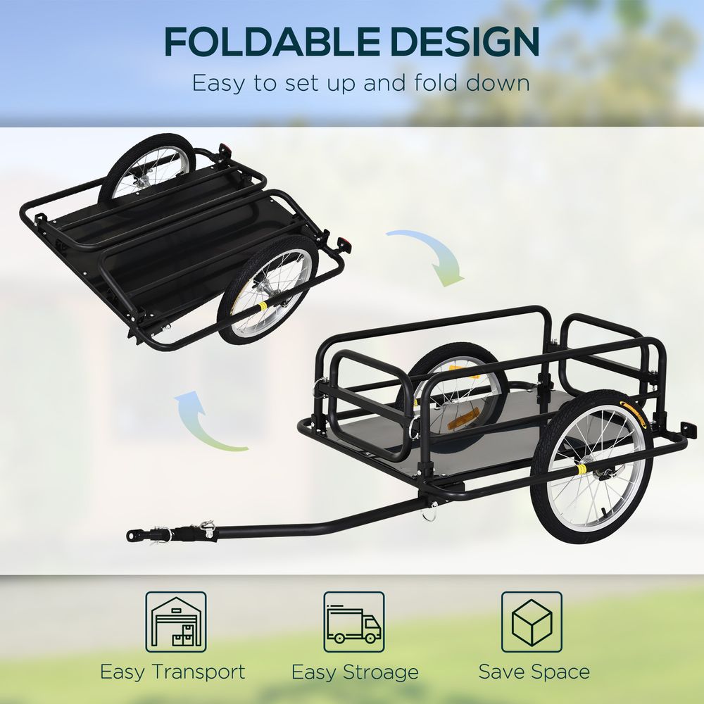 Black Folding Bicycle Cargo Trailer