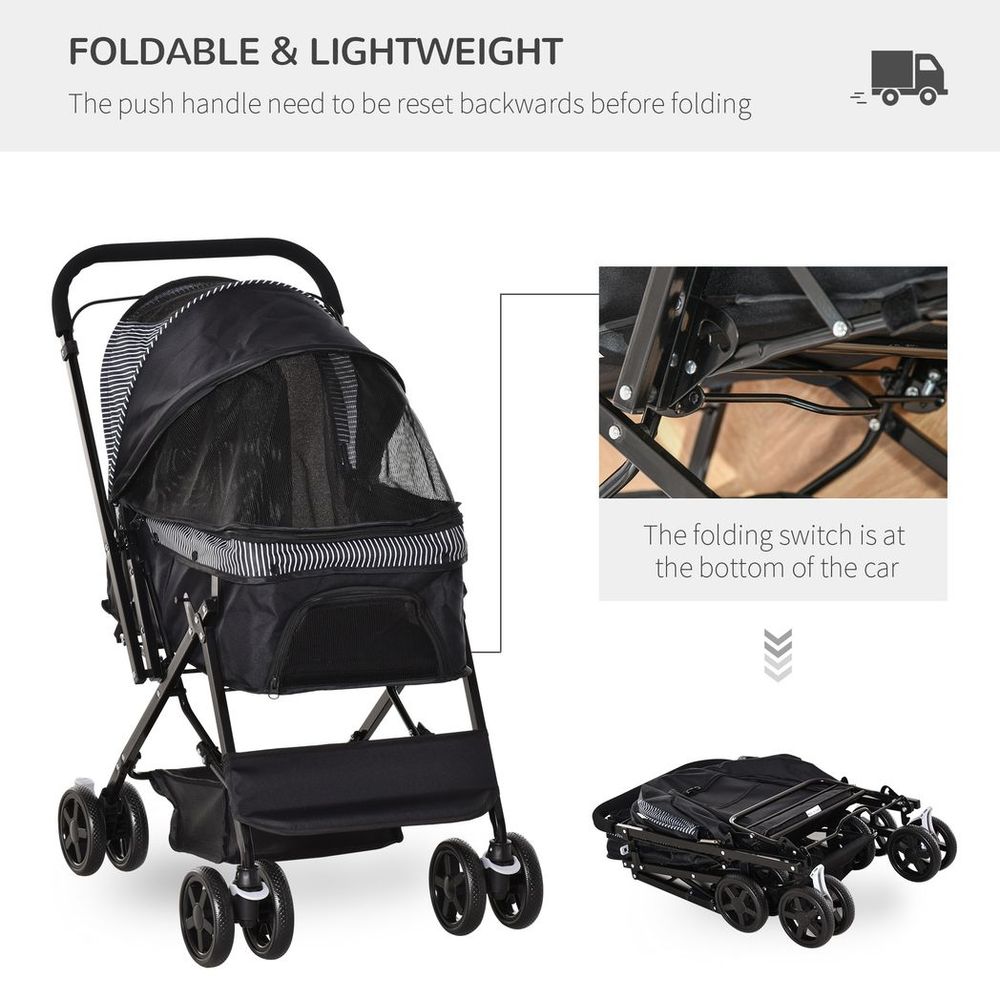 Foldable Pet Travel Stroller Black