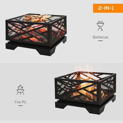 Metal Brazier Square Fire Pit