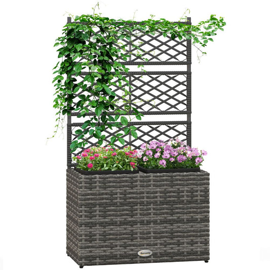 Planter Rattan Trellis Bed Narrow