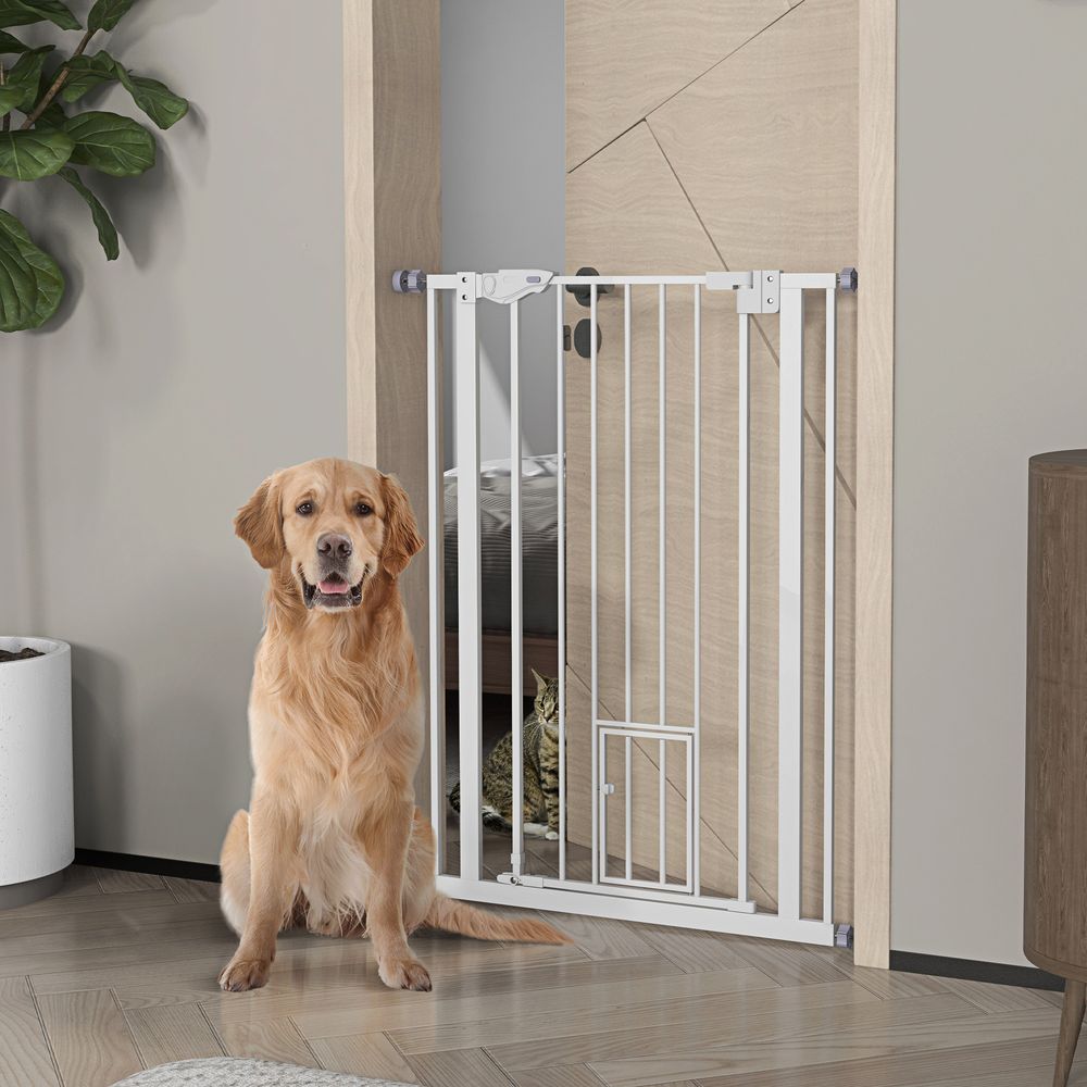 Extra Tall Dog Safety Gate Automatic Closing White