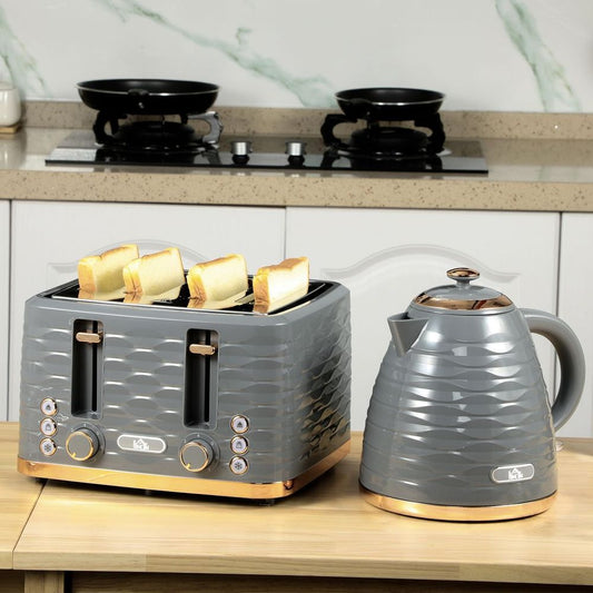 Toaster and 1.7L Kettle Set Grey