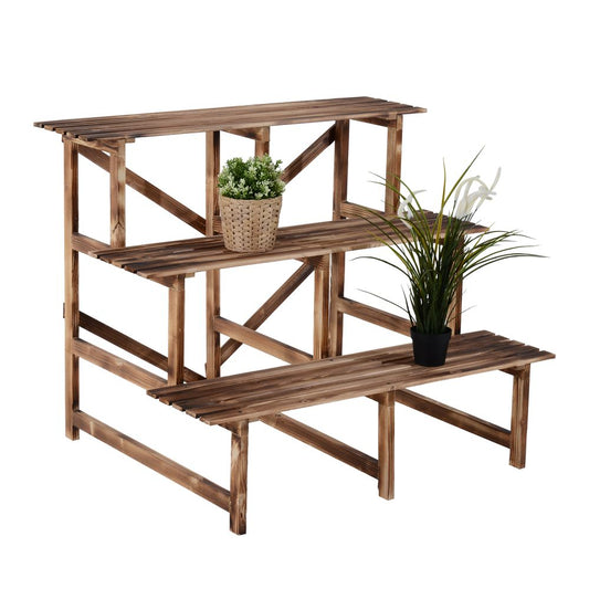 3 Tier Fir Wood Plant Shelves