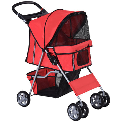 Foldable Pet Stroller Red