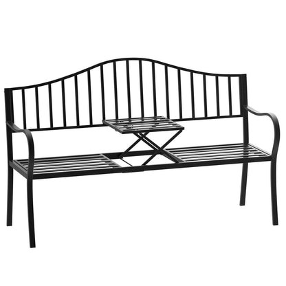 2 Seater Metal Bench with Middle Table