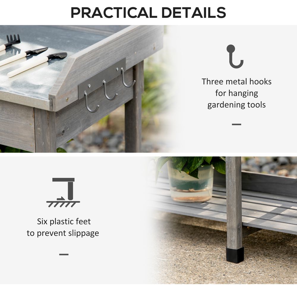 Potting Bench with Metal Tabletop