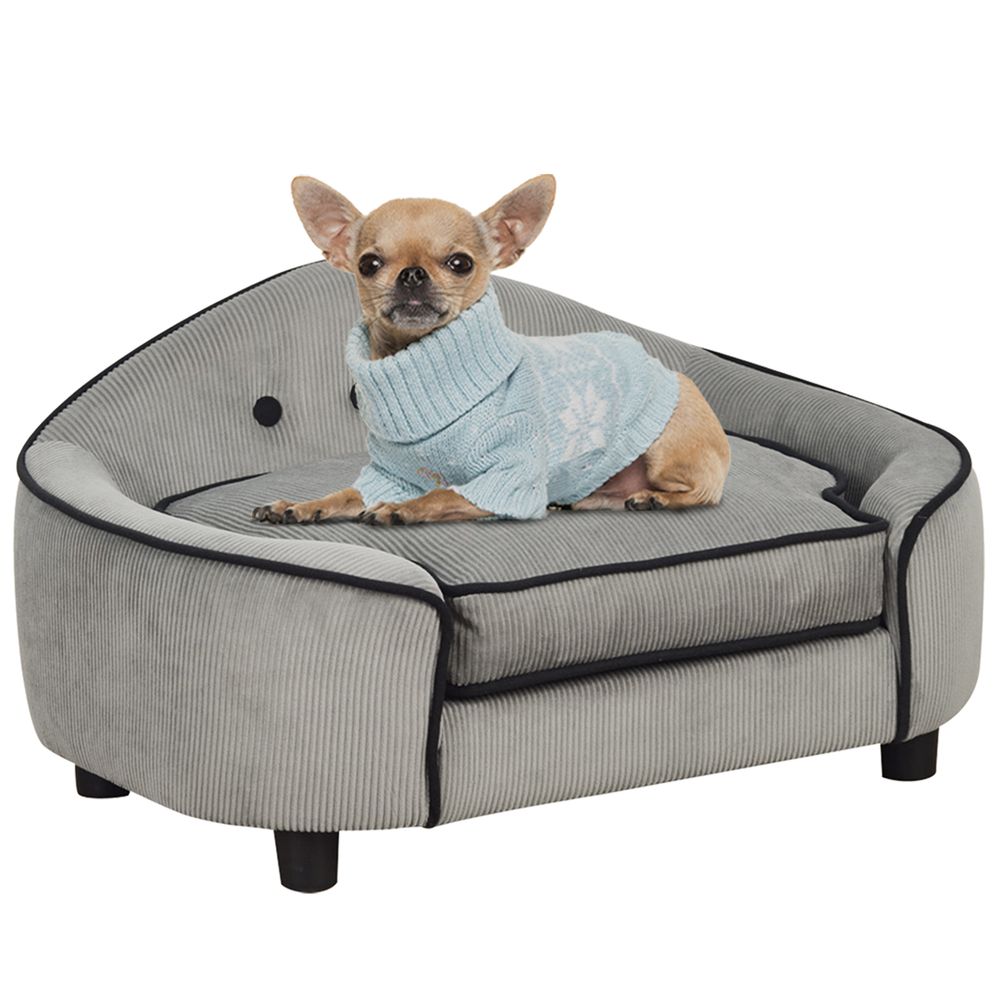 Grey Plush Pet Sofa Bed