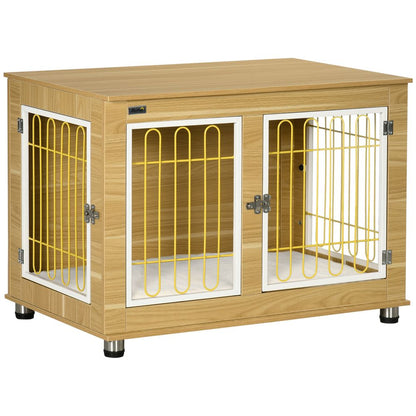 Oak Tone Dog Crate End Table