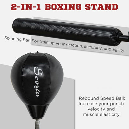 Punch Bag with Reflex Bar Black