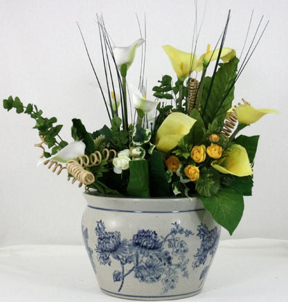 Blue Magnolia Ceramic Planter