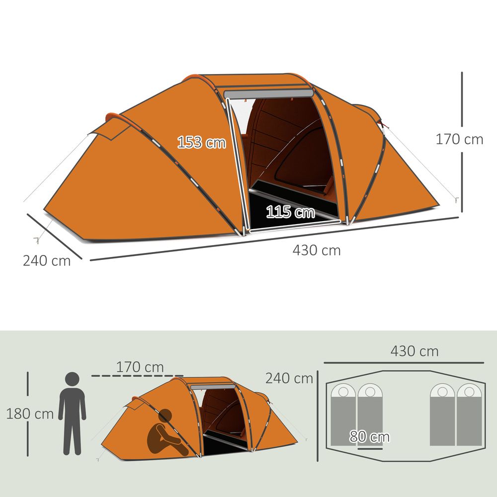 Dome Tent 4-6 Person - Orange