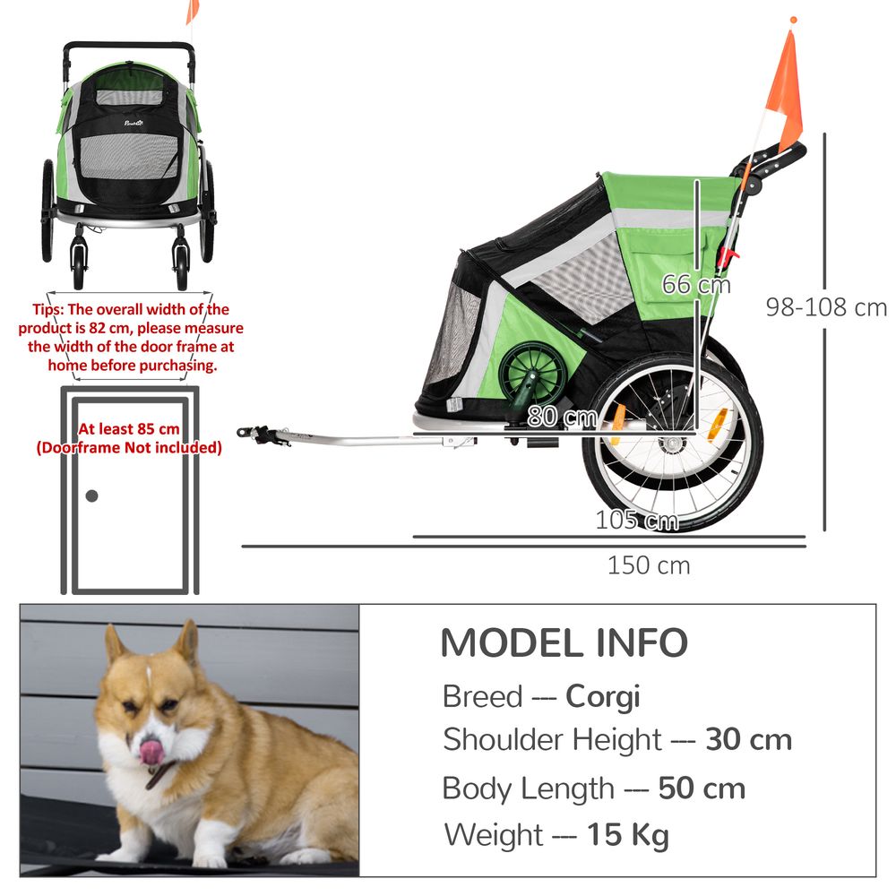 Dog Trailer Carrier with Safety Leash