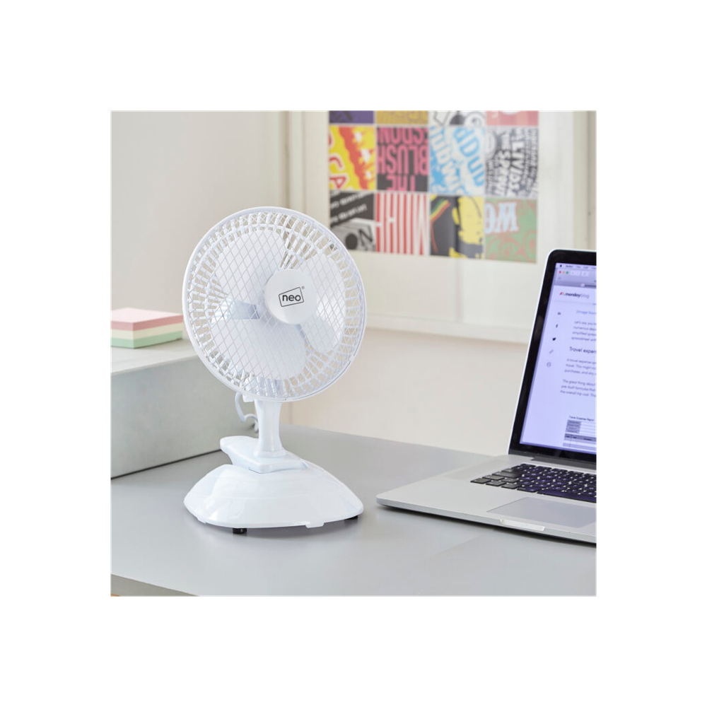 White Clip Base Desk Fan