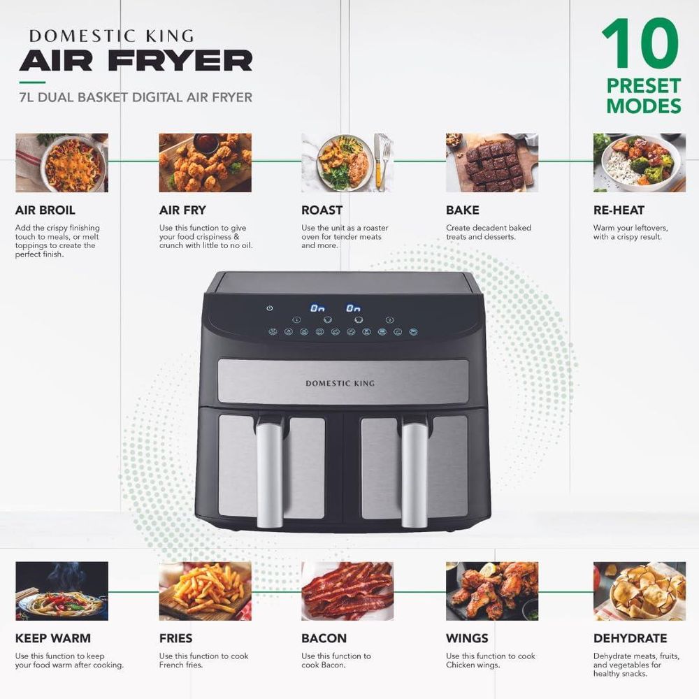 Dual Basket Air Fryer 2400W