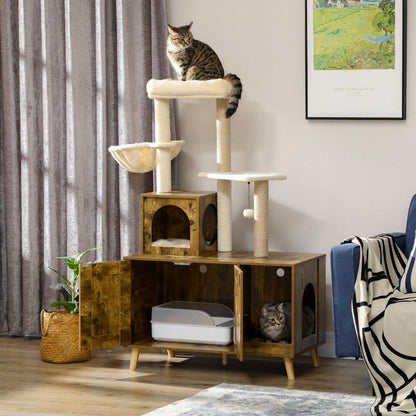 Cat Tree Enclosure with Litter Box