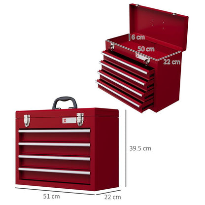 Red Lockable 4 Drawer Tool Chest