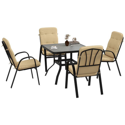 Garden Dining Set with 4 Chairs & Glass Table