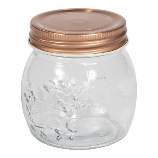Embossed Screw Lid Glass Jar