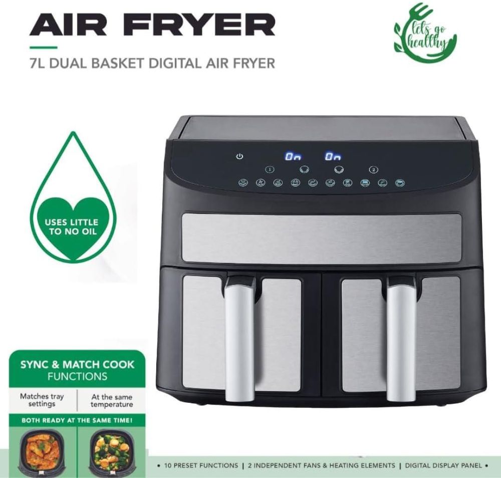 Dual Basket Air Fryer 2400W