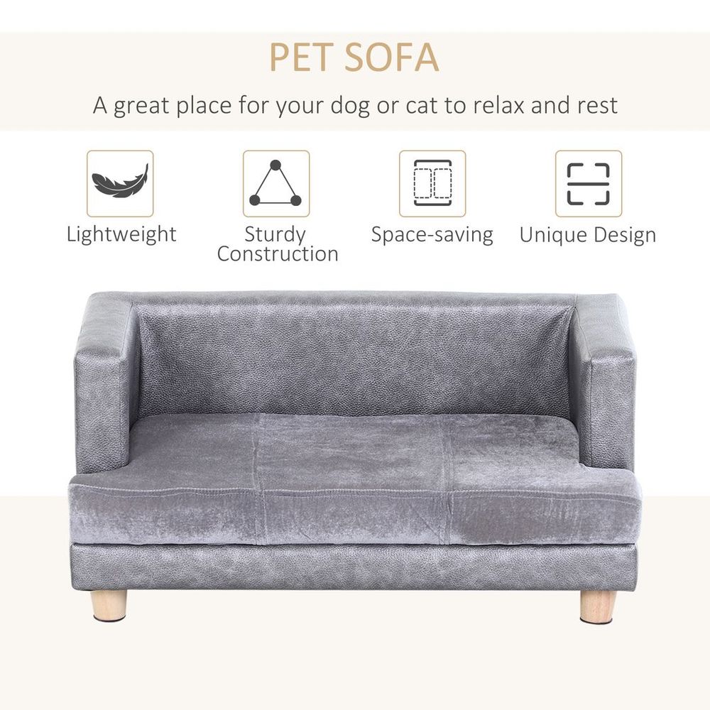 Soft Padded Grey Sofa Bed for Dogs