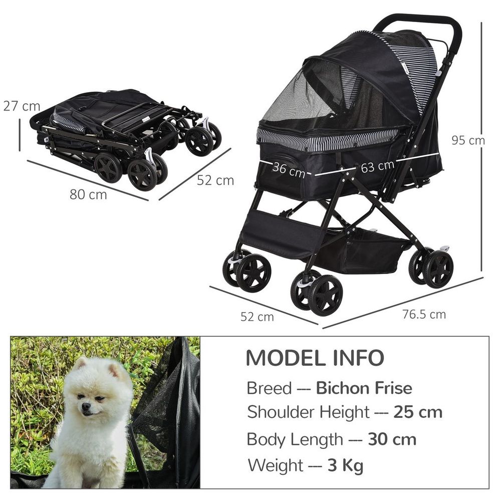 Foldable Pet Travel Stroller Black