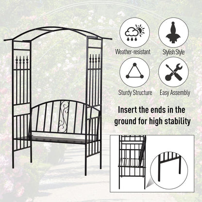 2 Seater Bench with Steel Frame Arch