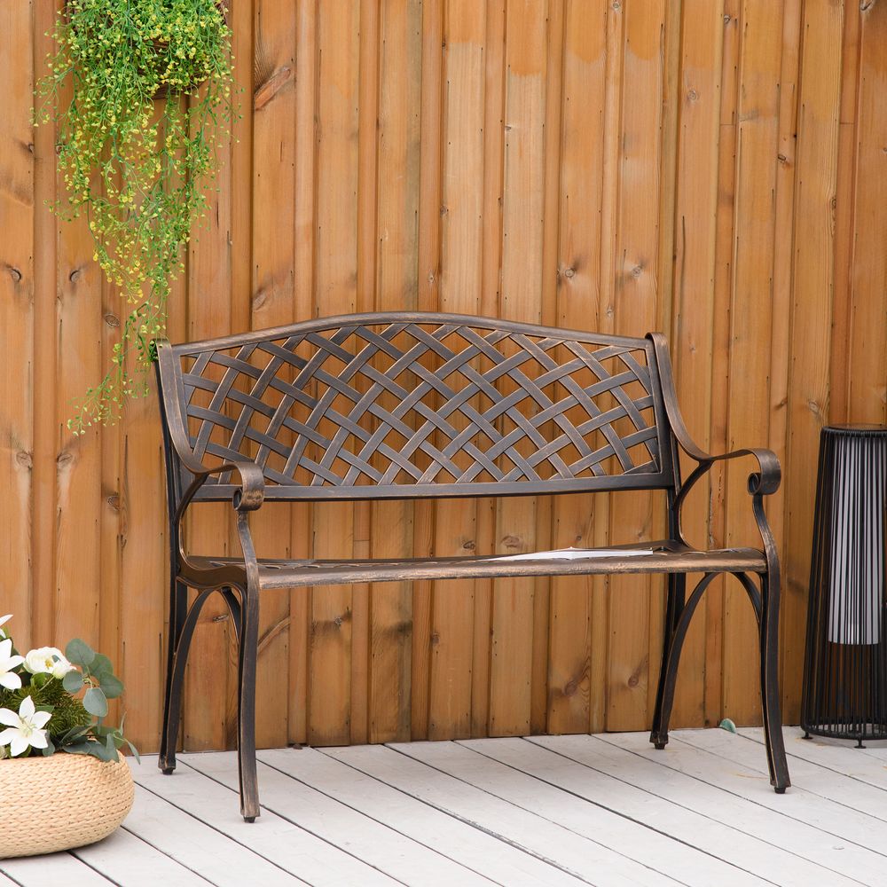 Patio 2-Seater Bench - Bronze Cast Aluminium