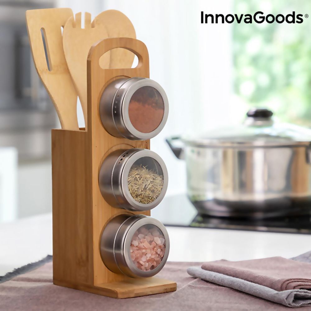 Bamboo Utensil & Spice Rack Set