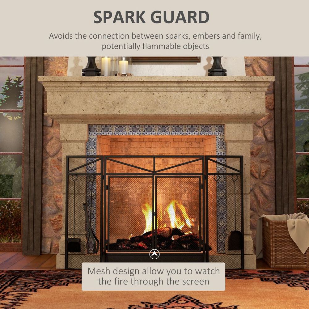 3 Panel Folding Fire Guard