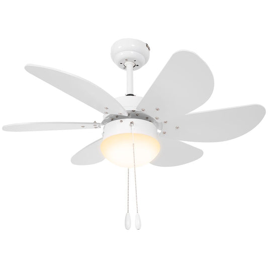 Pull Chain Ceiling Fan With Light White