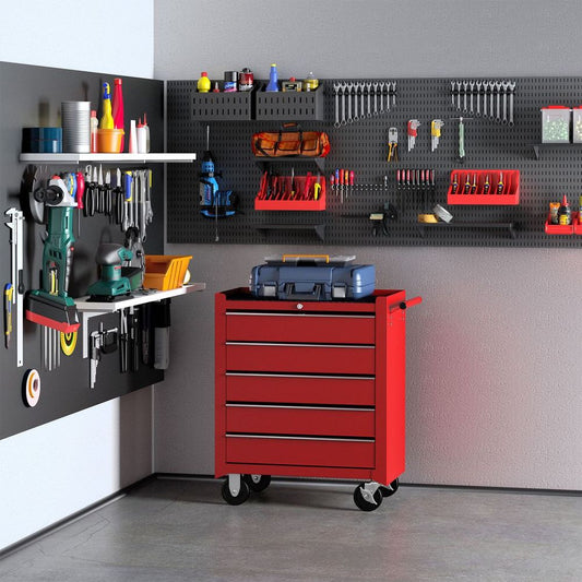 Red Tool Trolley with 5 Drawers