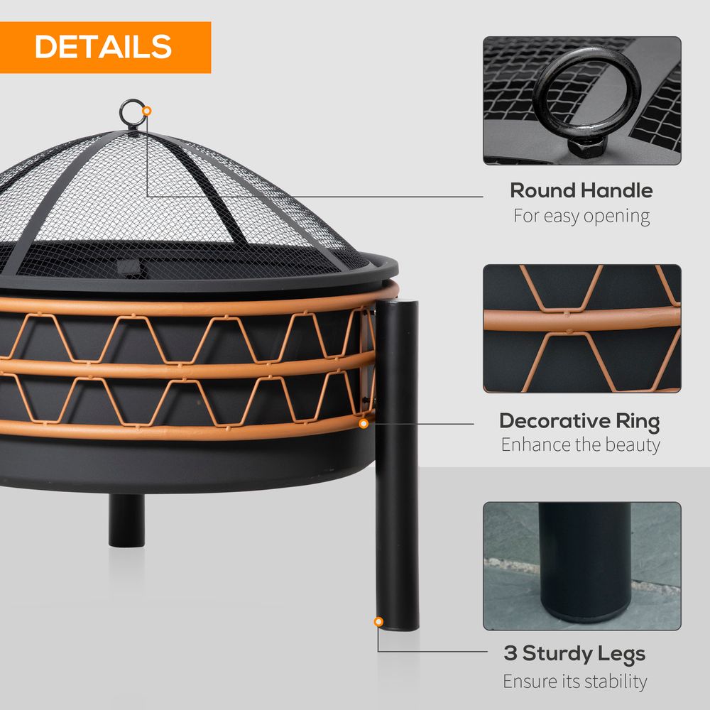 Fire Pit with Screen Cover 64cm