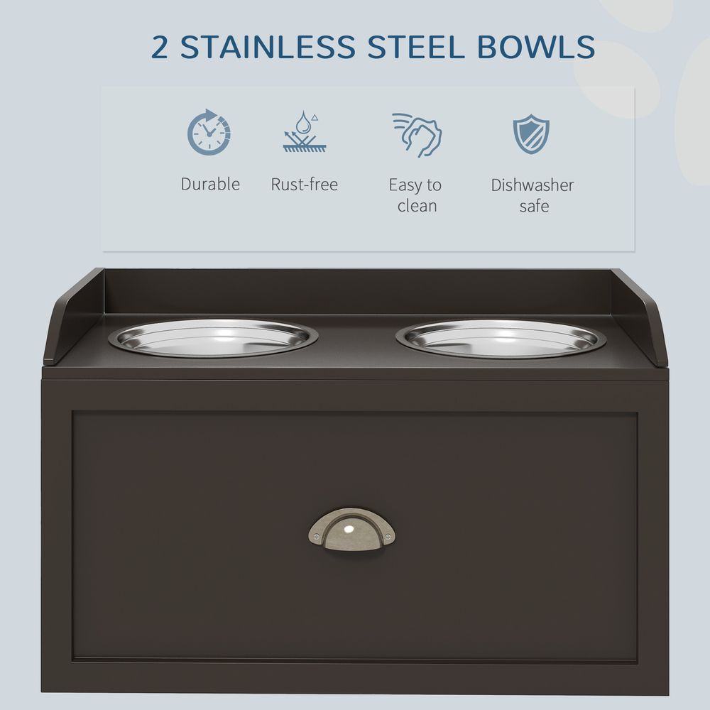 Pet Bowls with Storage Drawer