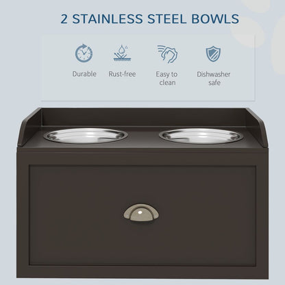 Pet Bowls with Storage Drawer