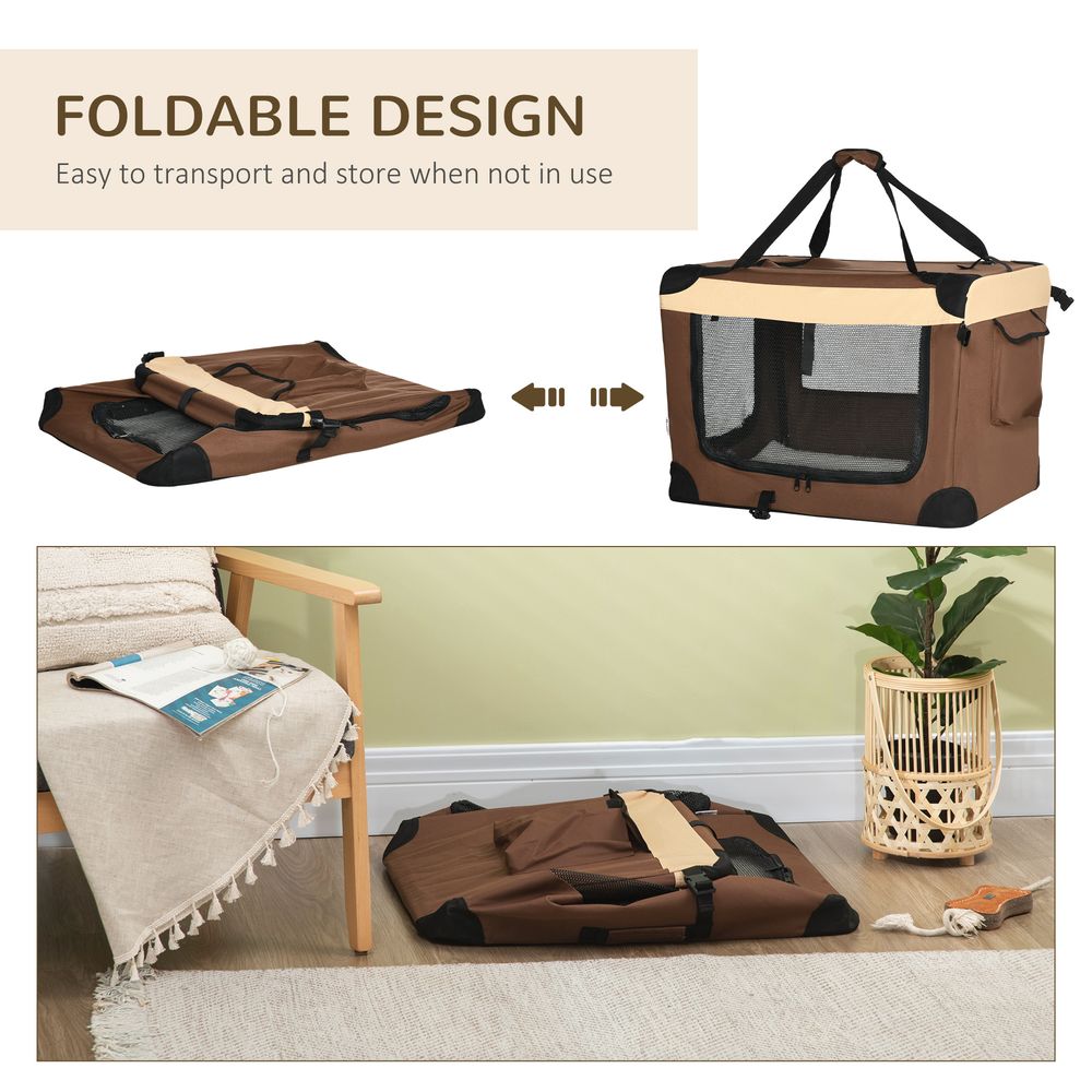 Pet Carrier Foldable 70cm Brown