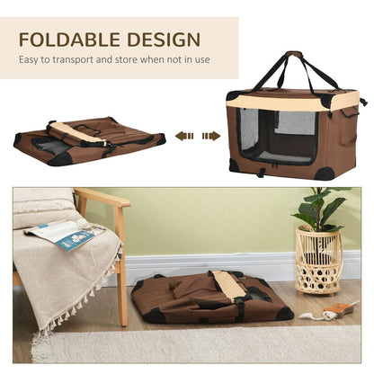 Pet Carrier Foldable 70cm Brown