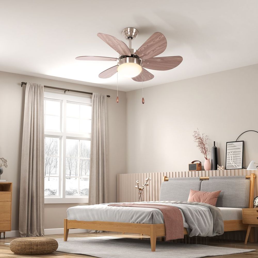 Pull Chain Ceiling Fan Light Brown