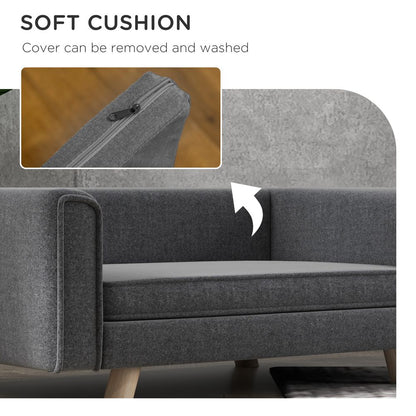 Grey Cushioned Dog Sofa