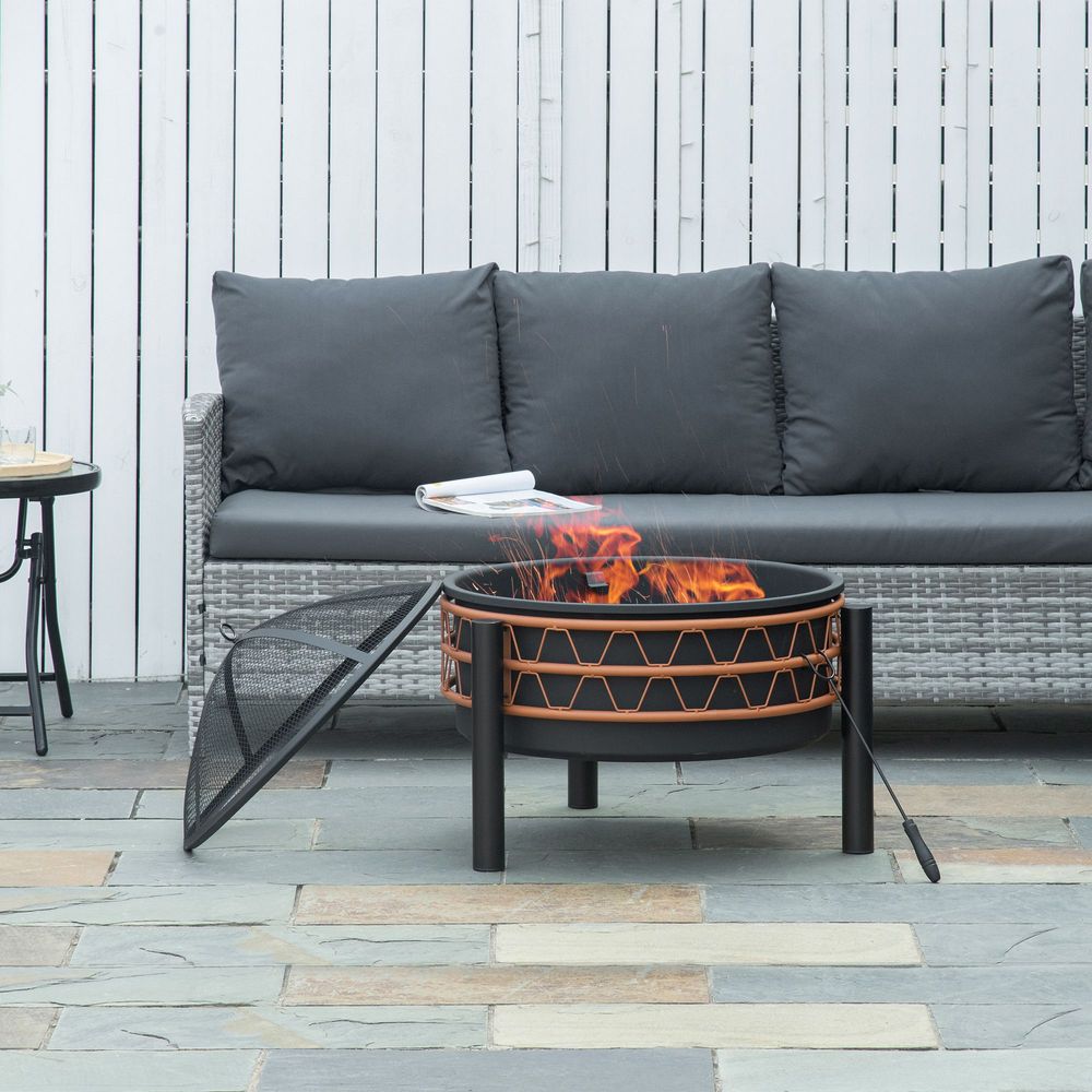 Fire Pit with Screen Cover 64cm