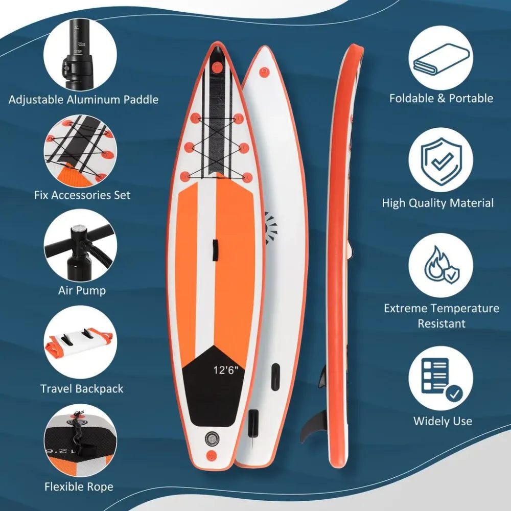 10Ft Inflatable Paddle Stand Up Board w/ Adjustable Paddle, Non-Slip Deck Board