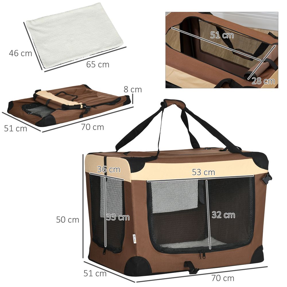 Pet Carrier Foldable 70cm Brown