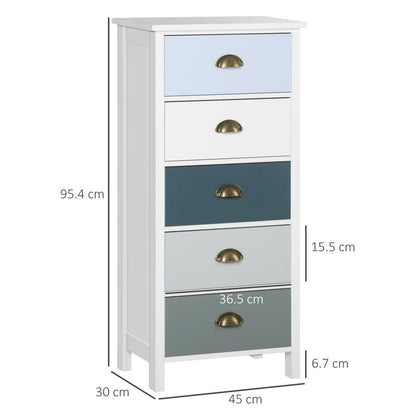 Metal Handle 5 Drawer Dresser