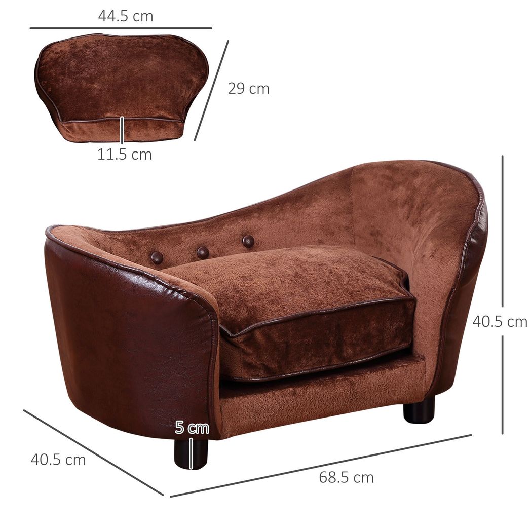 Brown Vintage Sofa Raised Pet Bed