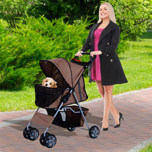 Foldable Pet Stroller Brown