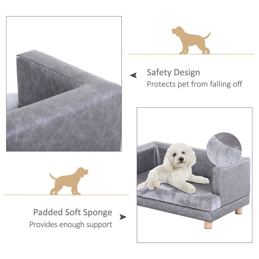 Soft Padded Grey Sofa Bed for Dogs