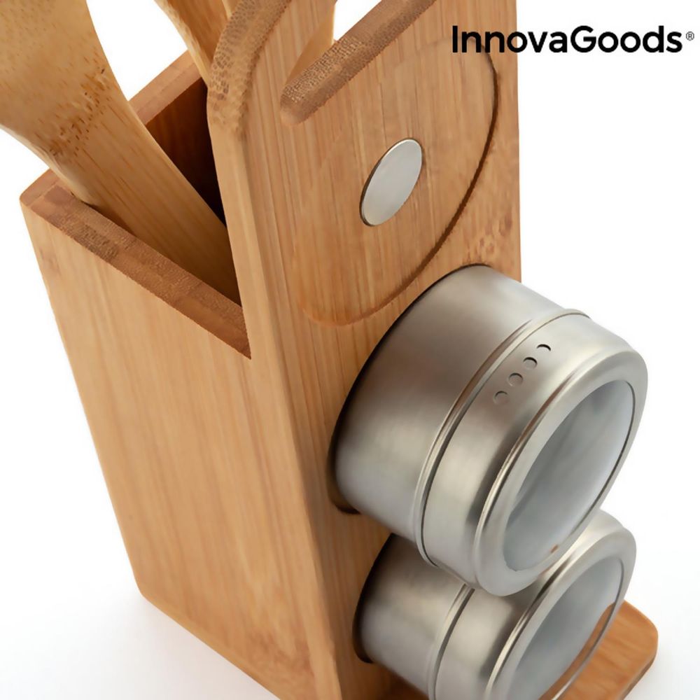 Bamboo Utensil & Spice Rack Set