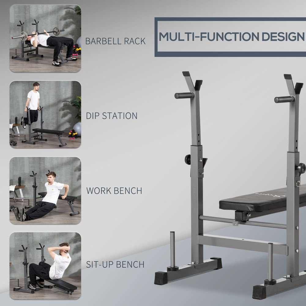 Weight Bench, Barbell Rack and Dip Station