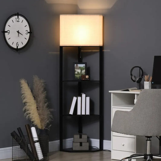 Triangular Floor Lamp with Shelves