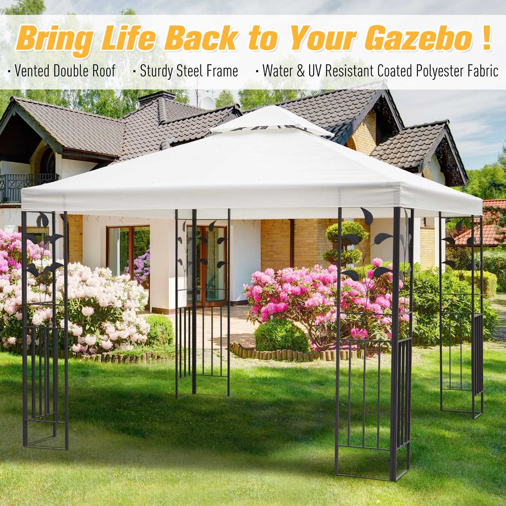 Large Cream Gazebo with Stakes